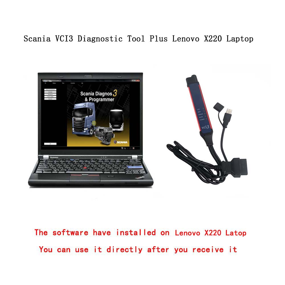 Latest V2.51.1 Scania VCI3 Diagnostic Tool Plus Lenovo X220 Laptop Software Installed Ready to Use