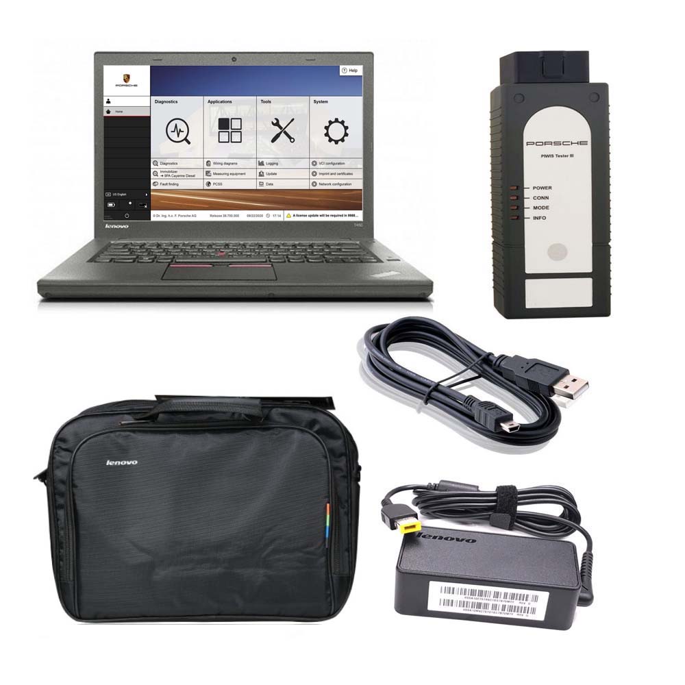 Porsche Piwis 3 Tester III V40.900+V40.785+V38.200 Software Diagnostic Tool With Lenovo T450 256G SSD I55200U8GB Laptop
