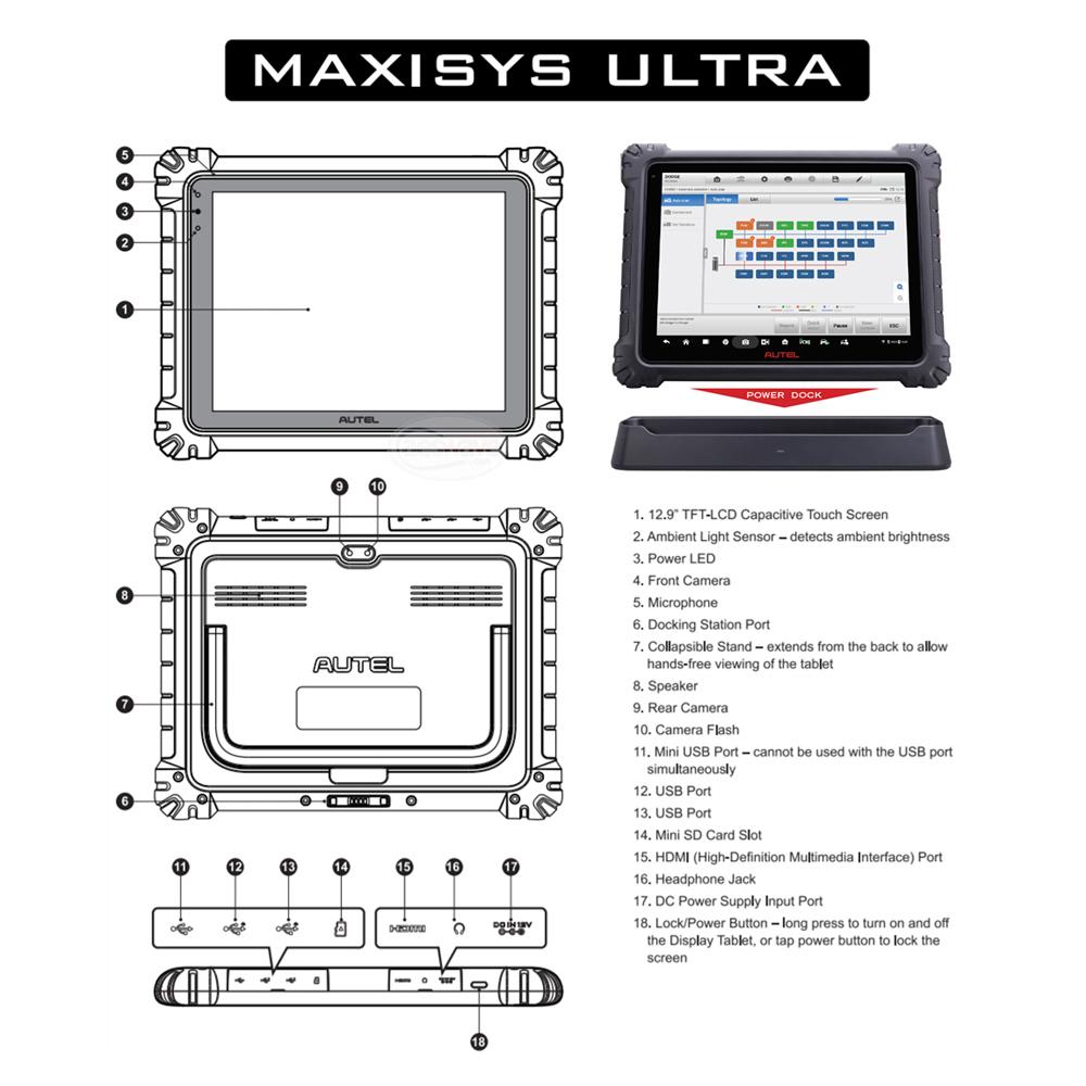 Autel Maxisys Ultra Full Systems Diagnostics Tool ECU Programming & Coding With 5-in-1 VCMI Topology Map 36+ Service Functions