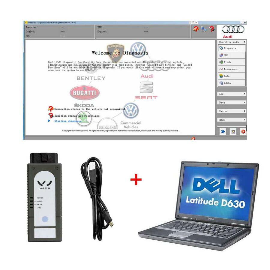 VAS 6154 VAG Diagnostic tool ODIS Latest Version V9.1 replace VAS 5054 with dell630 laptop 500G SSD