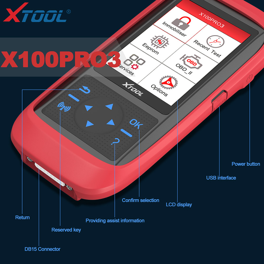 Xtool X100 Pro3 Key Programmer Adds ABS Oil Reset TPS EPB SAS Update Version of X100 pro2