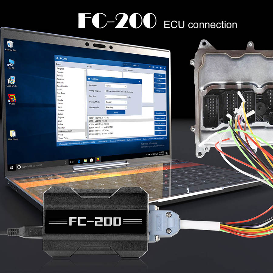 CG FC200 ECU Programmer Full Version with Solder Free Adapters Set 6HP & 8HP MSV90 N55 N20 B48 B58 V1.0.8.0