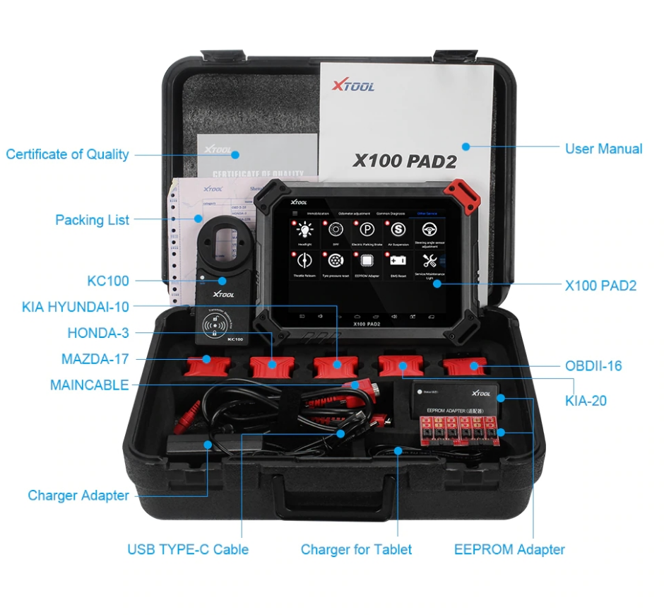 XTOOL X-100 X100 PAD2 Pro Diagnostic Tool Key Programmer Full Version with VW 4th 5th Immobilizer and Odometer Adjustment