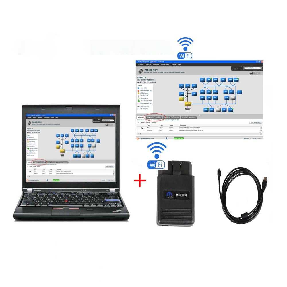 WIFI Chrysler Diagnostic Tool WiTech MicroPod 2  V17.04.27 With Lenovo T420 Or Lenovo X230 Laptop