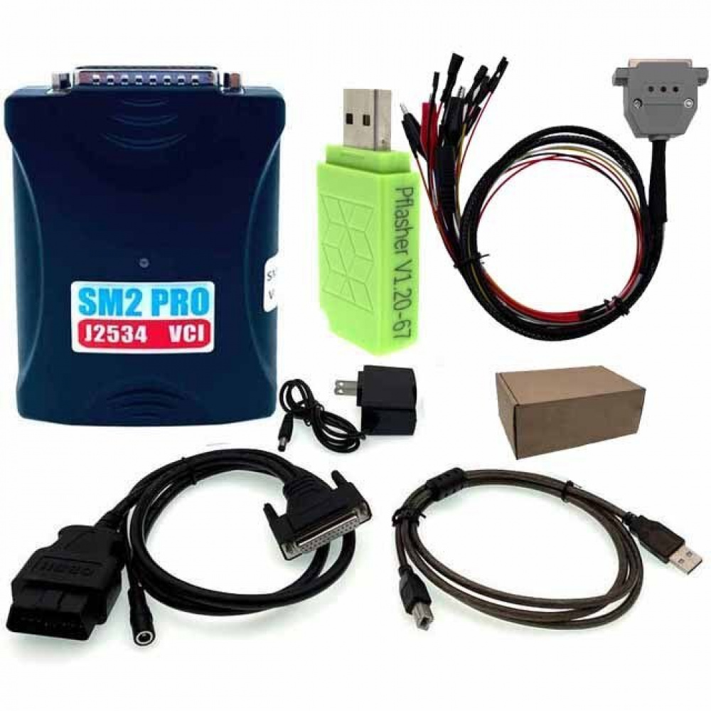 2.21.21 SM2 Pro J2534 VCI ECU Programmer Read Write ECU Tool Support Checksum and Pinout Diagram 67IN1 of Flash Bench OBD