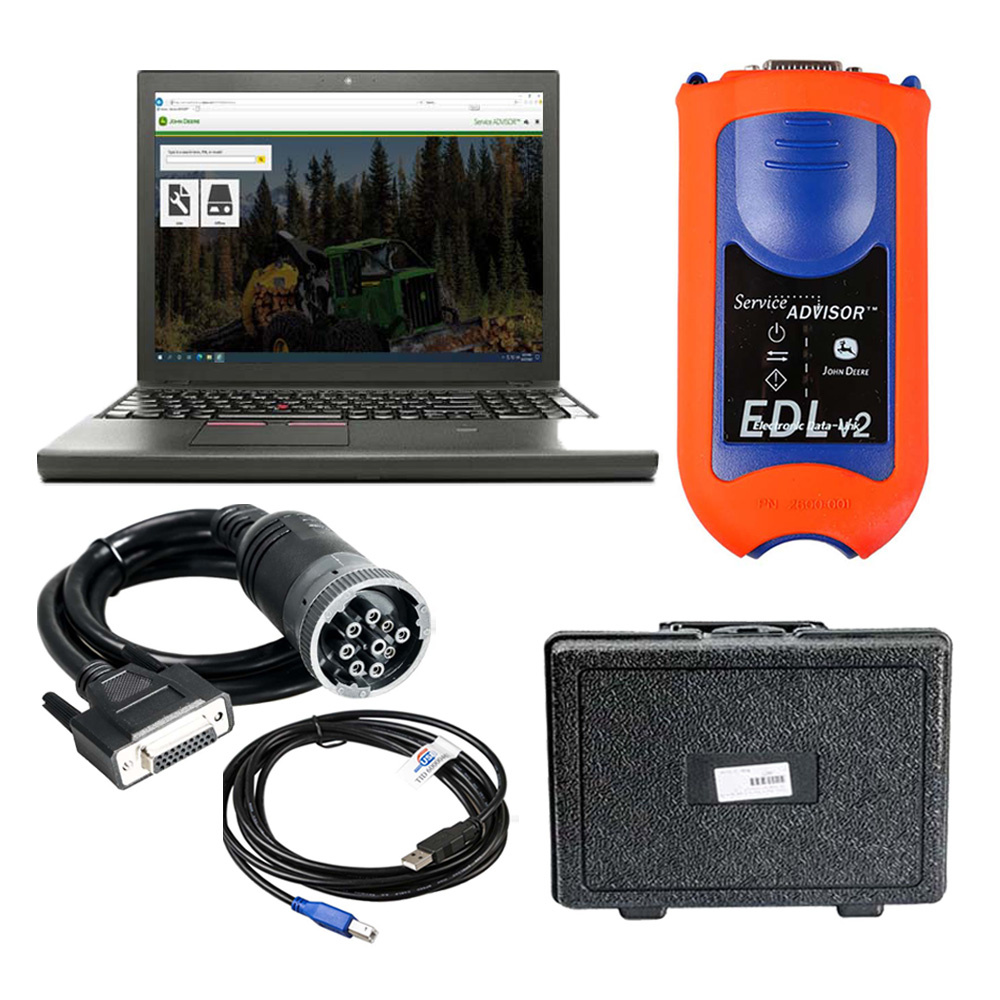 V5.3.225 John Deere Service Advisor EDL V2 Electronic Data Link Truck Diagnostic Kit Plus lenovo T450 Laptop