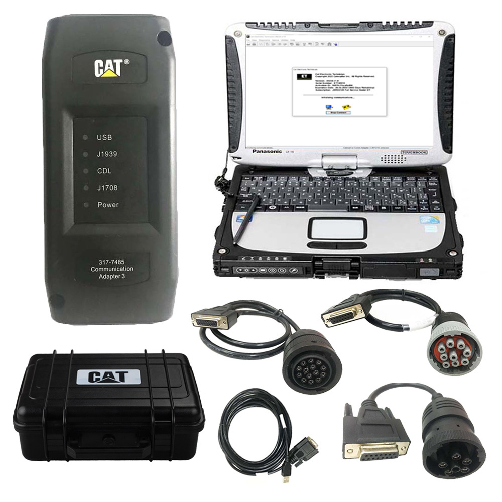 Best Quality 2023A/2019C CAT Caterpillar ET 3 Diagnostic Adapter III CAT Truck Diagnostic Tool PLUS Panasonic CF19 Laptop