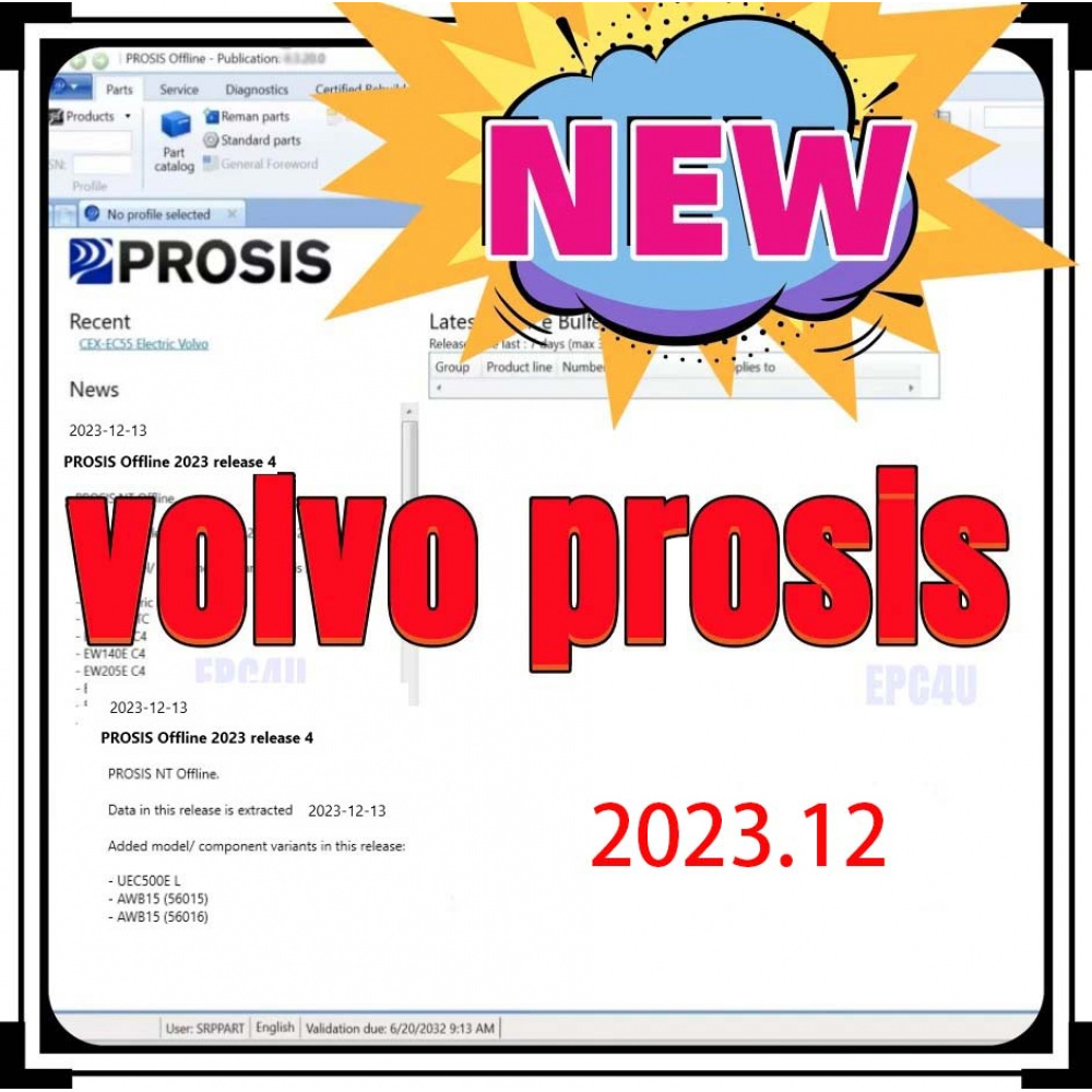 2023.12 for Volvo PROSIS Parts Catalog & Repair Manual for Volvo Construction Machinery Excavator