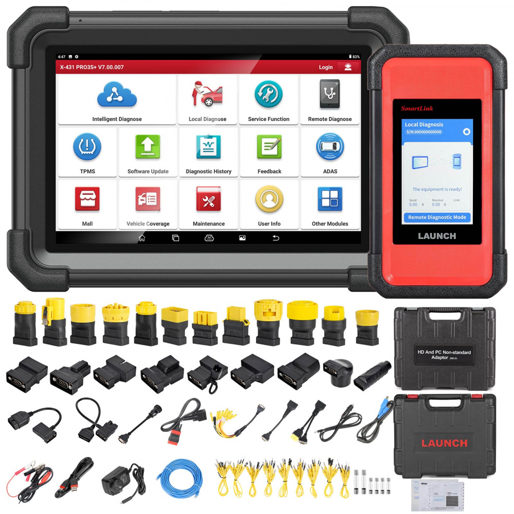 LAUNCH X431 PRO3S+ with X-431 SmartLink C 2.0 Heavy-duty Truck Module for Both Cars and Trucks 12V & 24V