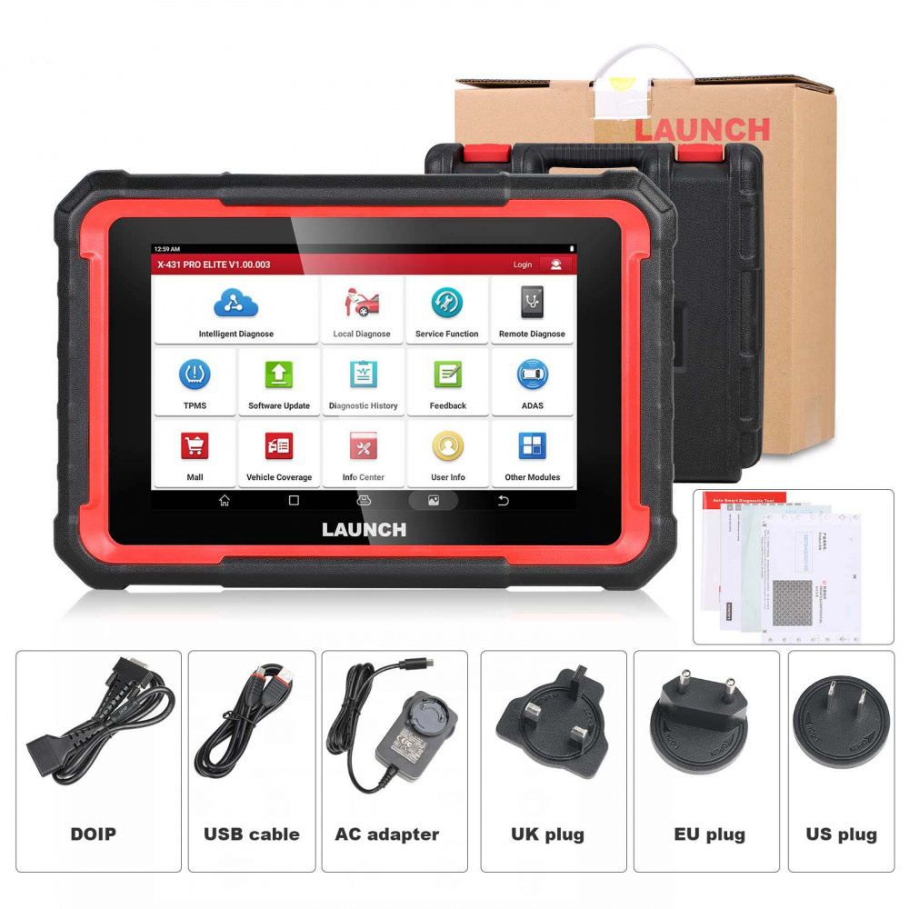 LAUNCH X431 PRO ELITE Car Diagnostic Tool OBD2 Scanner CANFD/DOIP Active Test 32 Reset Functions