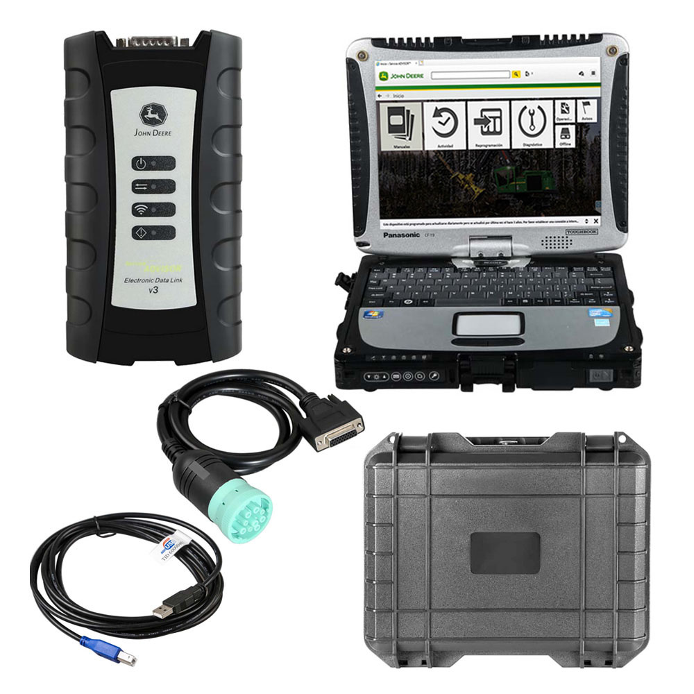 V5.3.225 John Deere Service Advisor EDL V3 Electronic Data Link Tractor  Diagnostic Kit Plus Panasonic CF19 I5 Laptop