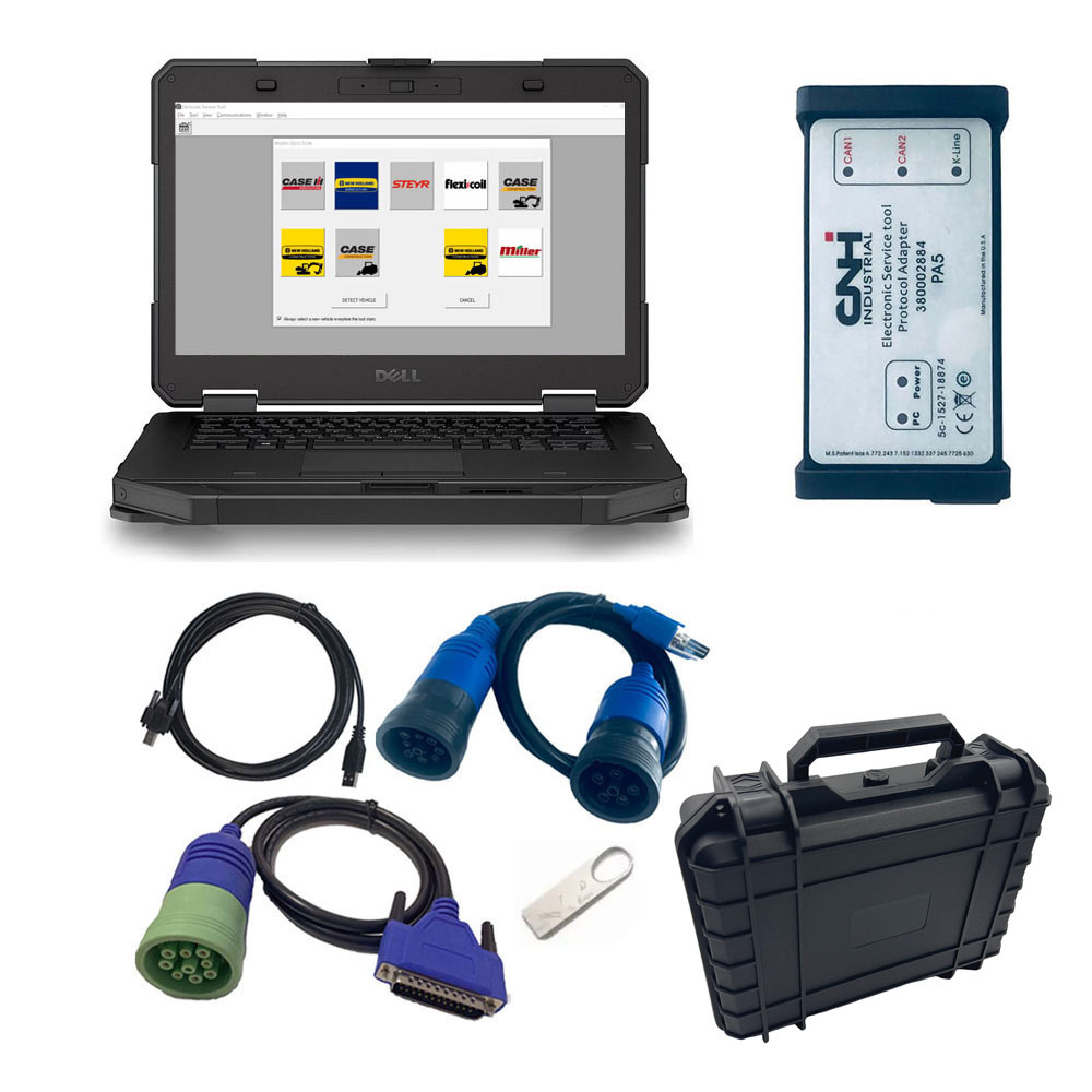 New Holland Electronic Service Tool CNH EST 9.12 Engineering Level Kit DPA 5 Diagnostic Tools With DELL 5414 Laptop