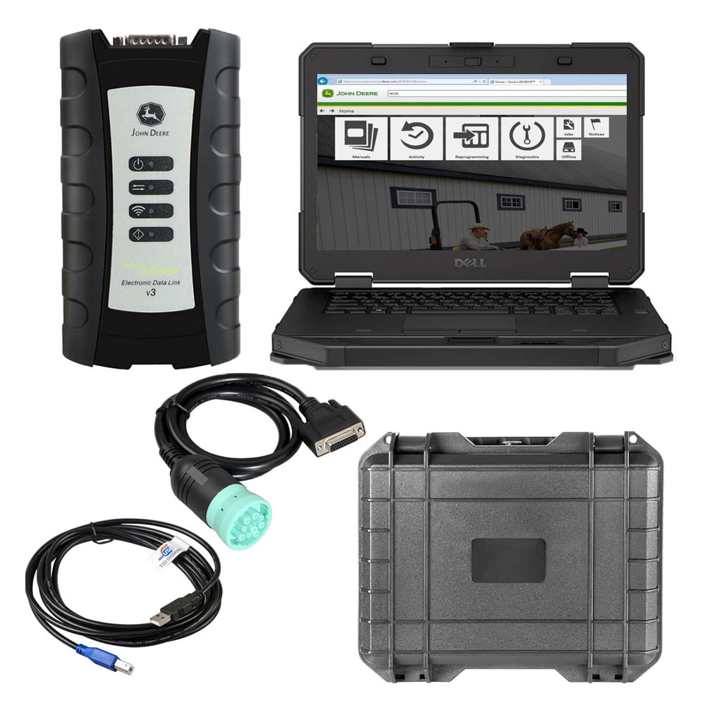 V5.3.225 John Deere Service Advisor EDL V3 Electronic Data Link Tractor Diagnostic Kit Plus DELL 5414 Laptop