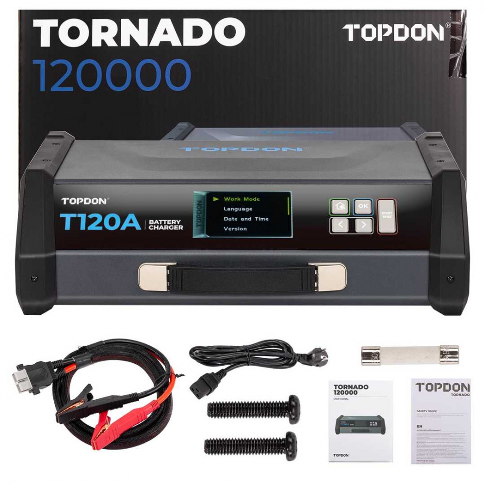 Topdon Tornado 120000 Battery Charger 120A Stable Programming Power Supply for 12V Vehicles