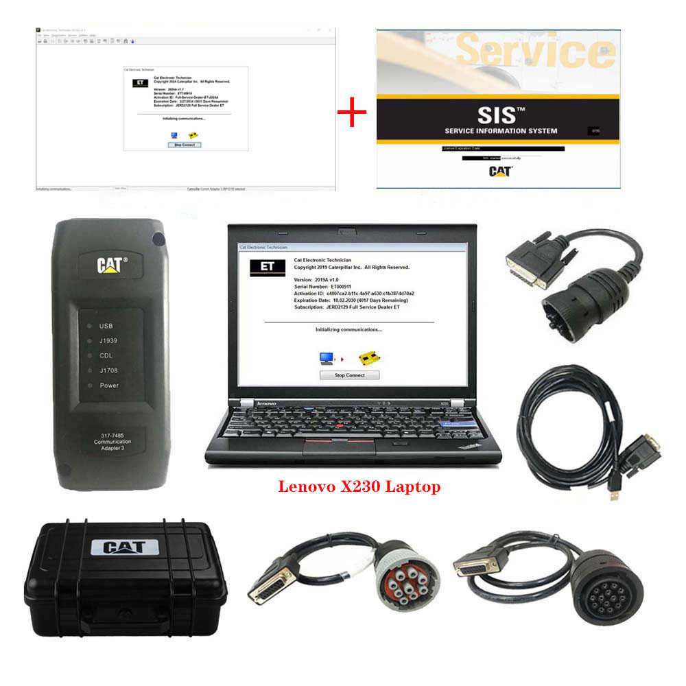 2026A CAT Caterpillar ET Diagnostic Adapter III CAT Diagnostic Tool Plus Laptop with CAT SIS Software (Real Caterpillar ET Adapter 3)