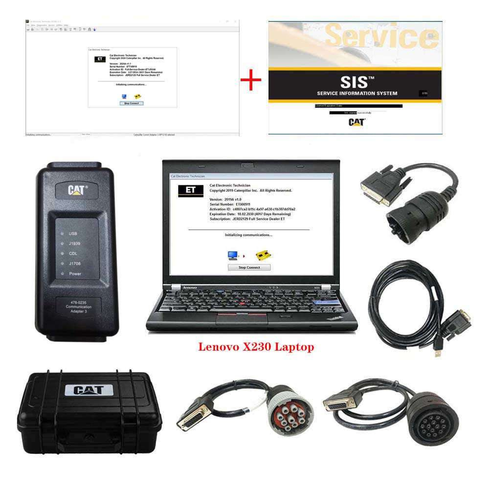 Best Quality 2026A 2019C CAT Caterpillar ET 4 Diagnostic Adapter IV CAT Diagnostic Tool Plus Lenovo X230 Laptop